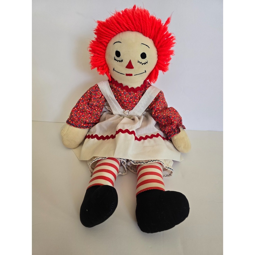 Vintage Hand Made Cloth 18" Raggedy Ann Doll,‎ Circa 1980